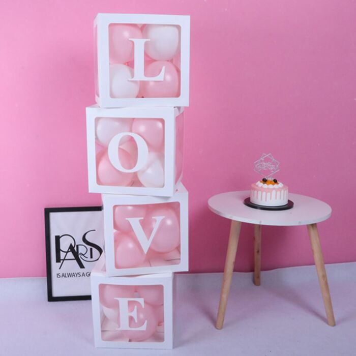 Balloon Love box λευκό | 4 τεμάχια