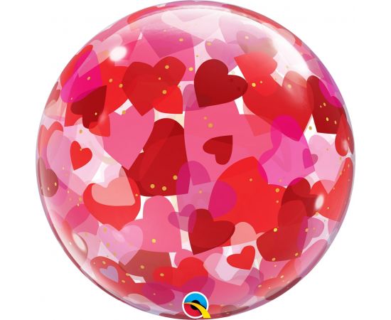 Μπαλόνι Bubble Μονό ''Love You Paper Hearts'' 56 εκ.