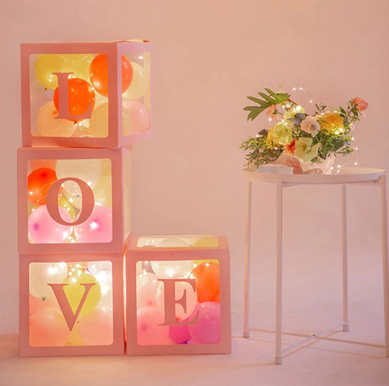 Balloon Love box λευκό | 4 τεμάχια