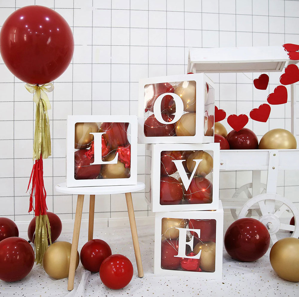Balloon Love box λευκό | 4 τεμάχια