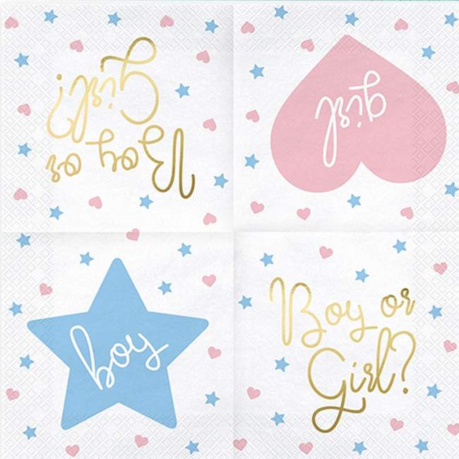 Χαρτοπετσέτες Gender Reveal ''Boy or Girl'' (20 τεμ.)