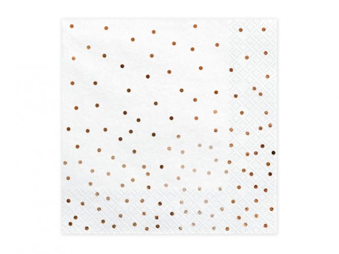 Χαρτοπετσέτες Λευκές πουά Rose Gold (20 τεμ.)