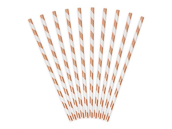 Χάρτινα Ριγέ Καλαμάκια Rose Gold (10 τεμ.)